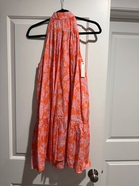 NWT Olivaceous Coral Pink Floral Halter Dress
